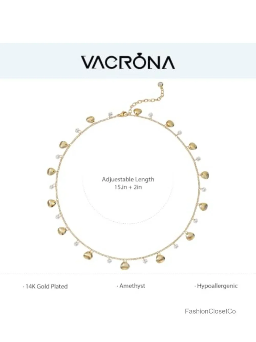 14K Gold Plated Zircon Shell Charm Choker Necklace for Women